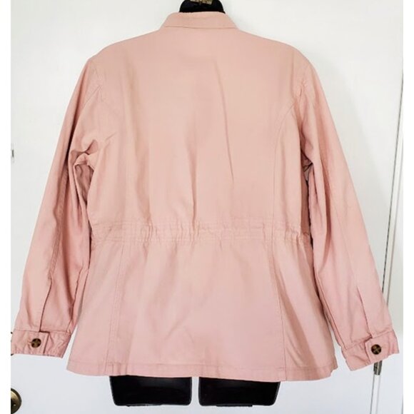 St. John's Bay Pink Lightweight Button Closure 4-Pocket Anorak Jacket Size PM - Picture 4 of 11